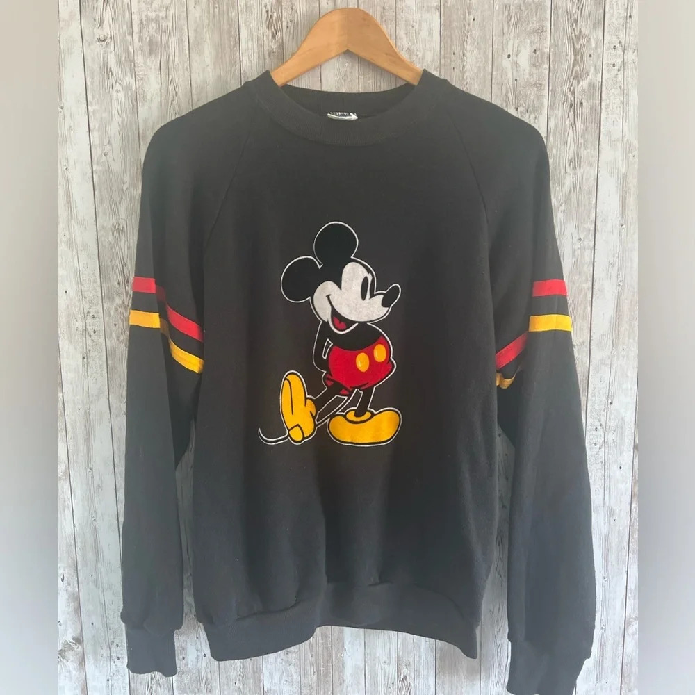 Disney Black Mickey Mouse Sweatshirt with Red and Yellow Accents